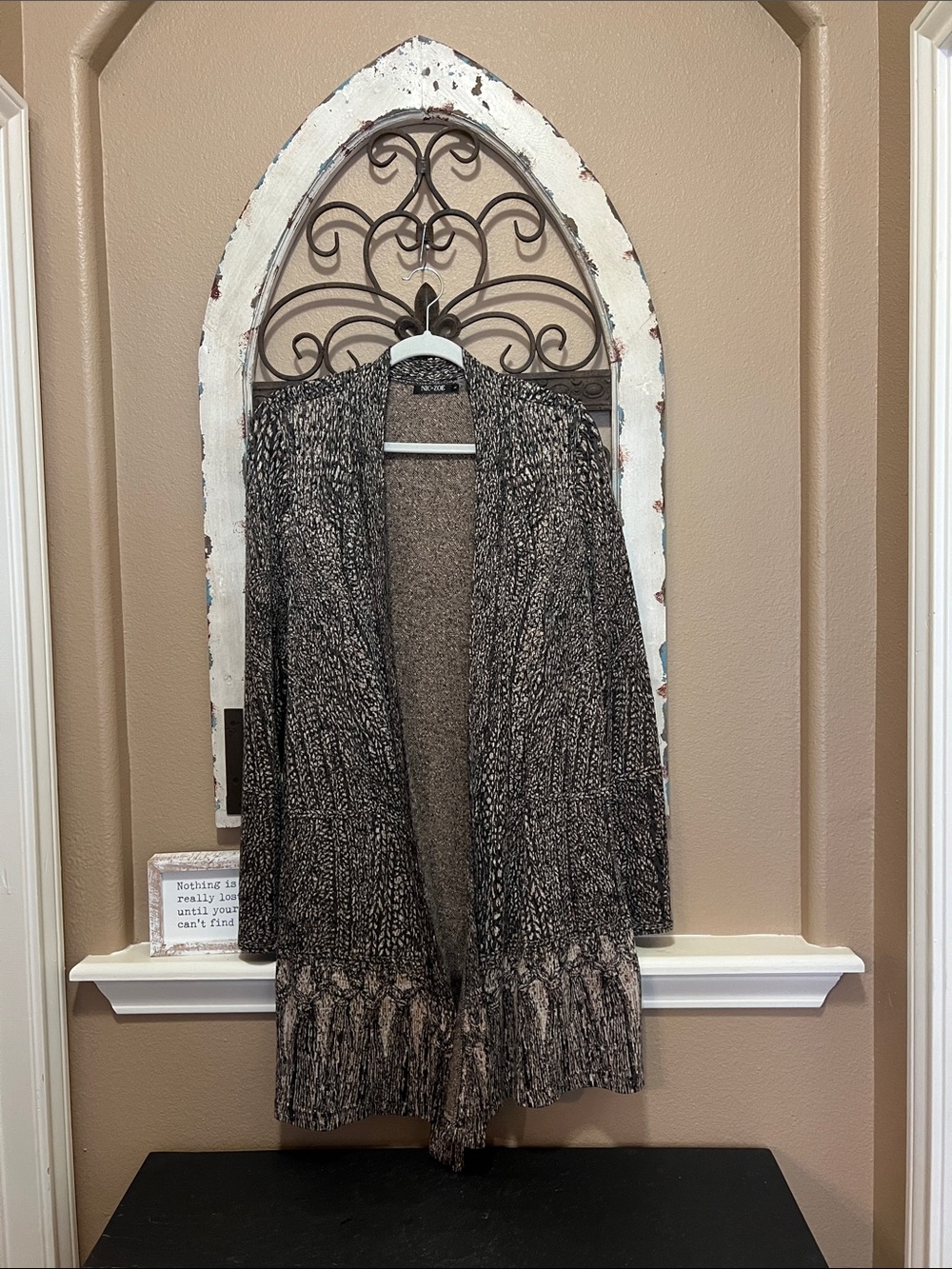 Textured Open-Front Cardigan in Brown by